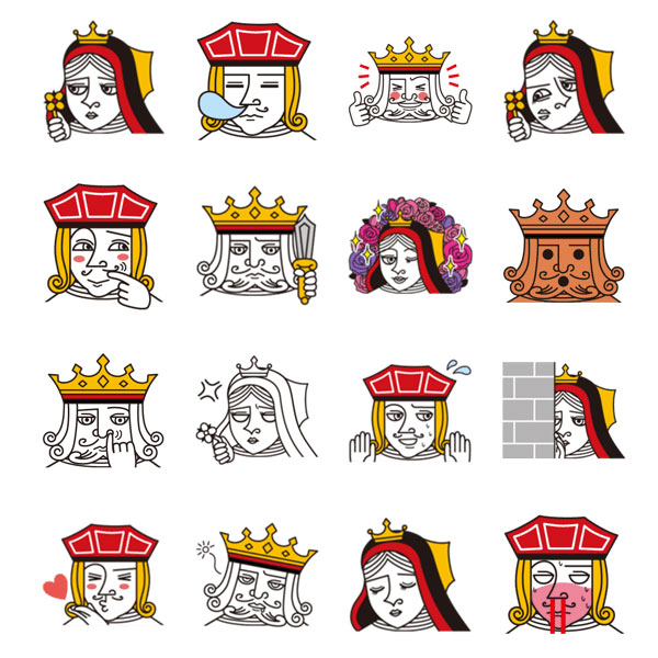 这些扑克脸很有戏!纸牌国王皇后系列line贴图