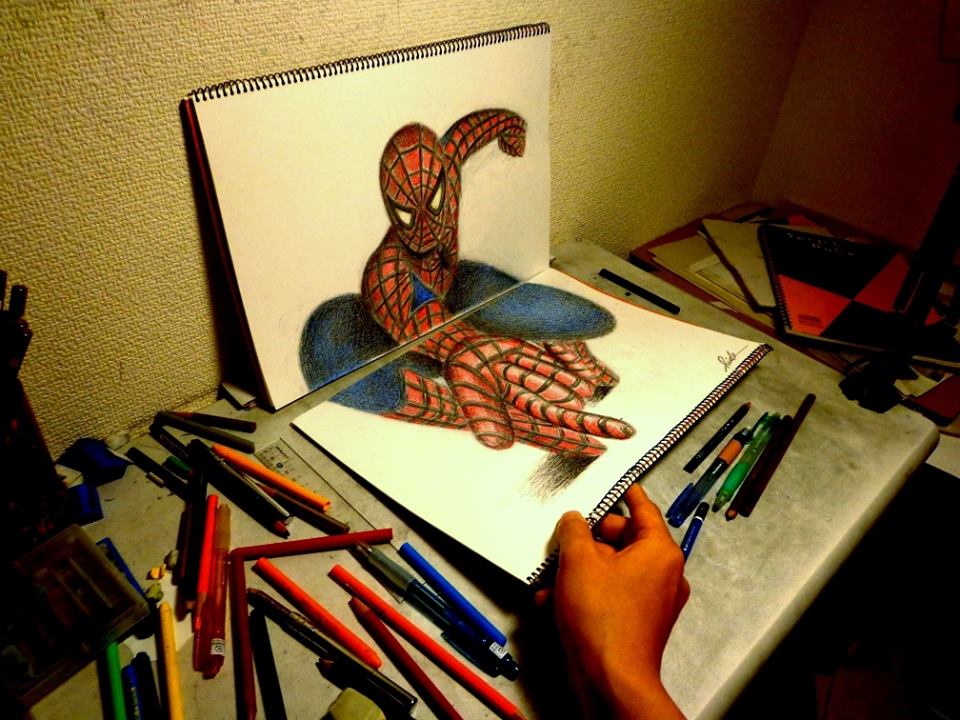 蜘蛛人从纸上弹跳而出?跃然「纸」上的3d视觉插画